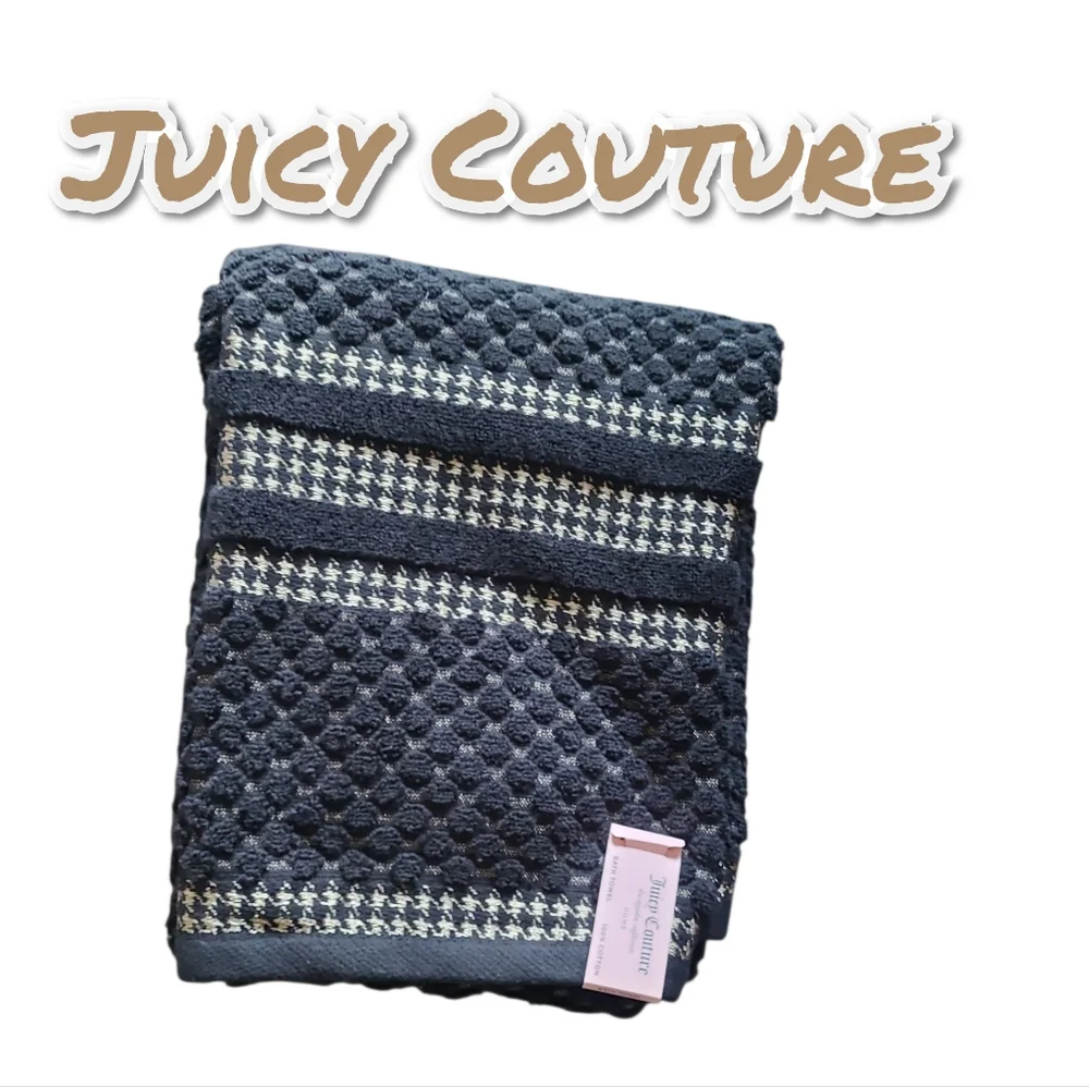 Black & Gold Juicy Couture Bath Textured Towel - 28x54